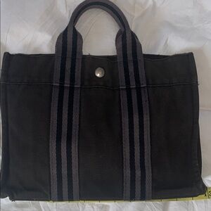 Hermes Stylish Black Canvas Tote Bag